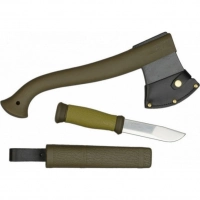 Набор Morakniv Outdoor Kit MG, нож Morakniv 2000 сталь Sandvik 12C27, цвет зеленый + топор купить в Архангельске