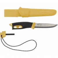 Нож с фиксированным лезвием Morakniv Companion Spark Black Yellow, сталь Sandvik 12C27, рукоять резина/пластик купить в Архангельске