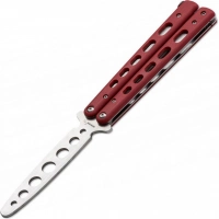 Тренировочный нож-бабочка (балисонг) Balisong Trainer, Boker Plus 01BO712, клинок из нержавеющей стали Zero-ground Plain (без заточки), рукоять стеклотекстолит G10, красный купить в Архангельске