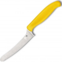 Универсальный кухонный нож Spyderco Z-Cut Serrated Offset Kitchen, сталь CTS™ — BD1 Alloy, рукоять желтый полипропилен купить в Архангельске