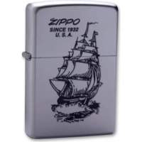 Зажигалка ZIPPO Boat-Zippo Satin Chrome, латунь с ник.-хром. покрыт., сереб., матовая, 36х56х12мм купить в Архангельске