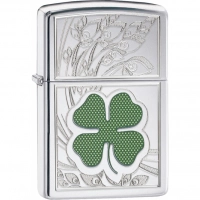 Зажигалка ZIPPO Classic «Клевер» с покрытием High Polish Chrome купить в Архангельске